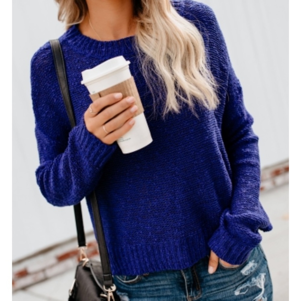 Jump for joy knit sweater by VICI in royal blue